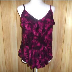 NWT Aqua Green Floral Ruffled Swimwear Built-in Bra Tankini Top M